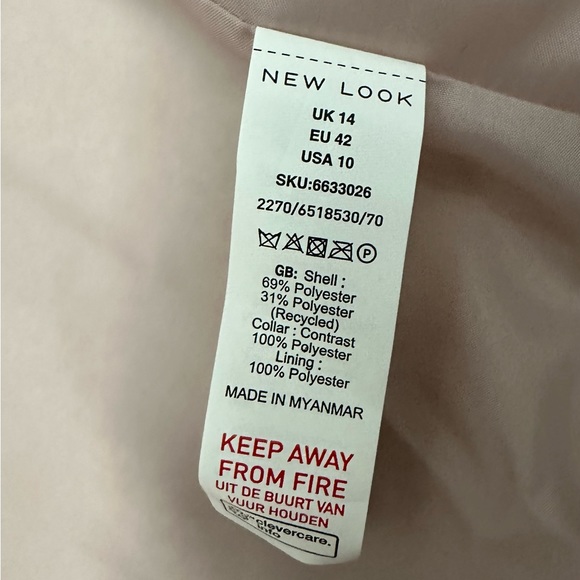 New Look Pale Pink longline jacket Size 10 - Picture 9 of 9